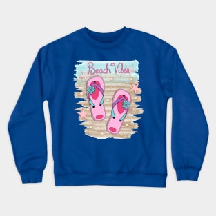 Beach Vibes - Flip Flops Art Crewneck Sweatshirt